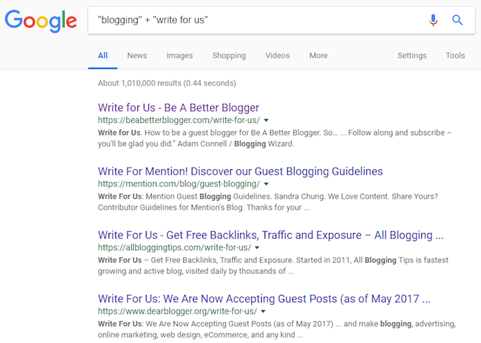 Use Google to find the best places to guest blog.
