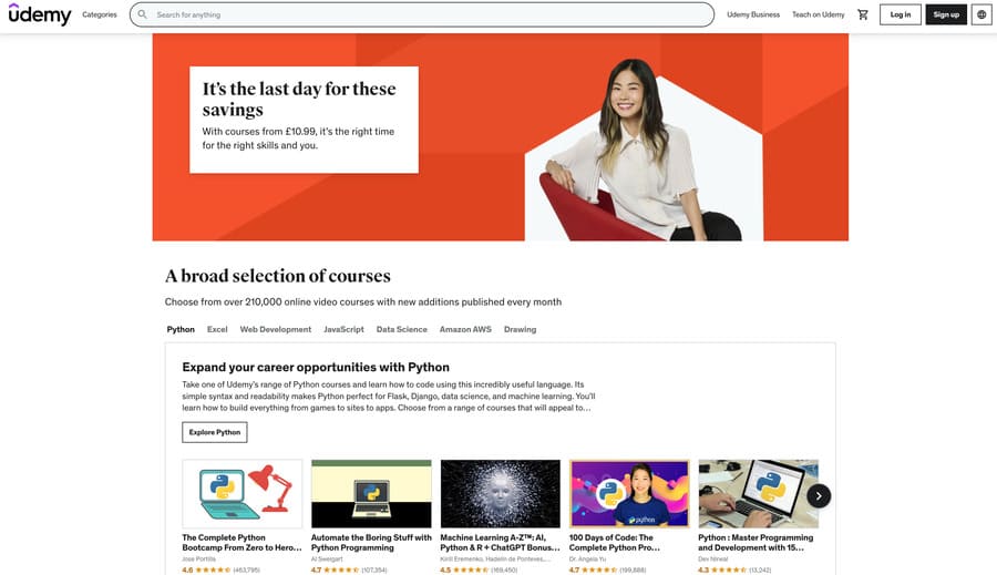 Udemy homepage